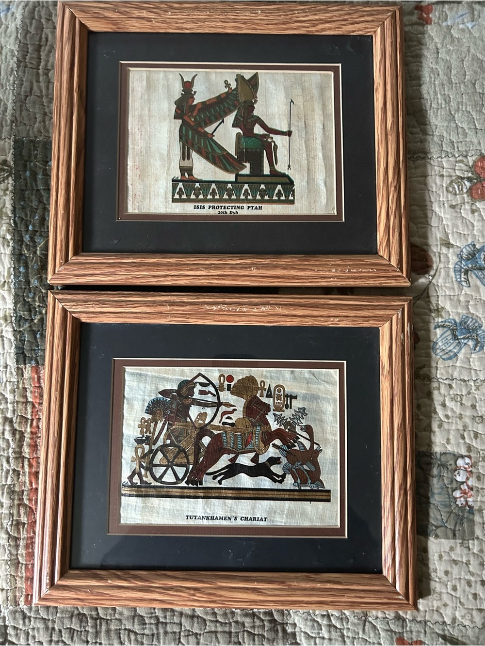Framed Egyptian Papyrus Wall Art - Black & Brown Accent